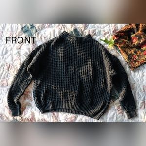 Mango Open Ribbed Knit Sweater Forrest Green Size S